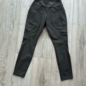 Athleta cargo tights; size 2P; olive green